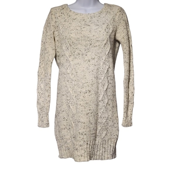 American Eagle Outfitters Dresses & Skirts - American Eagle Cable Knit Sweater Dress Cream Gray Marled Wool Blend XS Mini